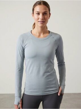 Athleta Soft Blue Long-Sleeve Performance Tee